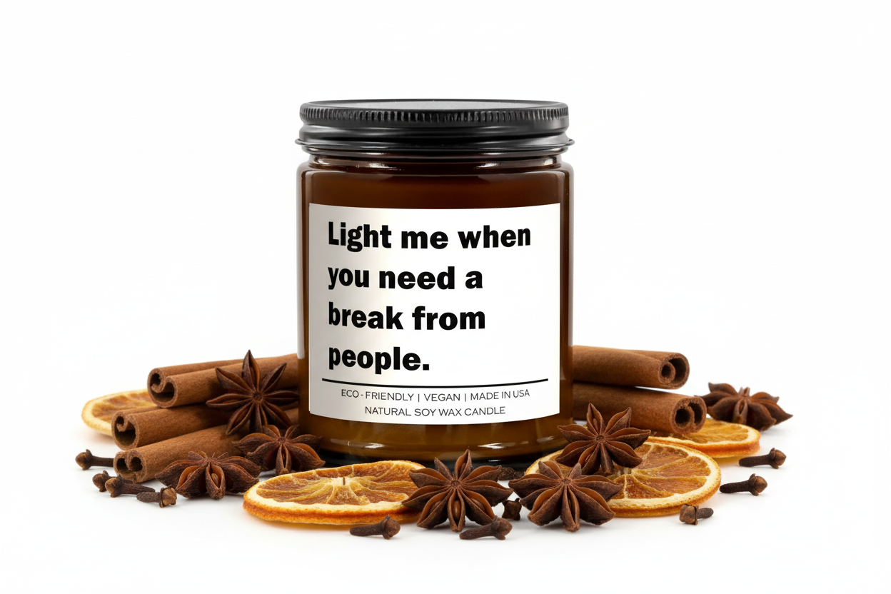 Soy Wax Candle "Light Me When You Need a Break from People"