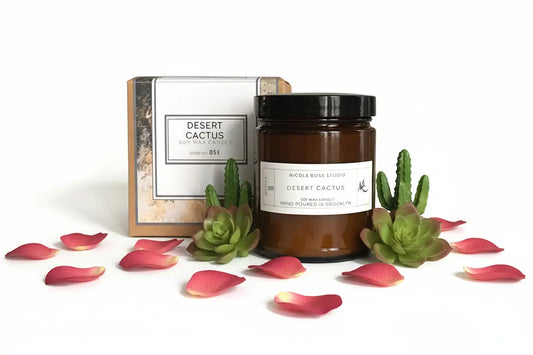 Desert Cactus Scented Soy Wax Candle | Cotton Wick Indigo Poseidon