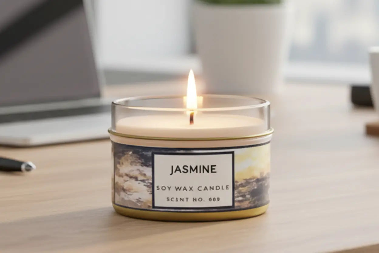 Jasmine Soy Wax Candle | Cotton Wick Indigo Poseidon
