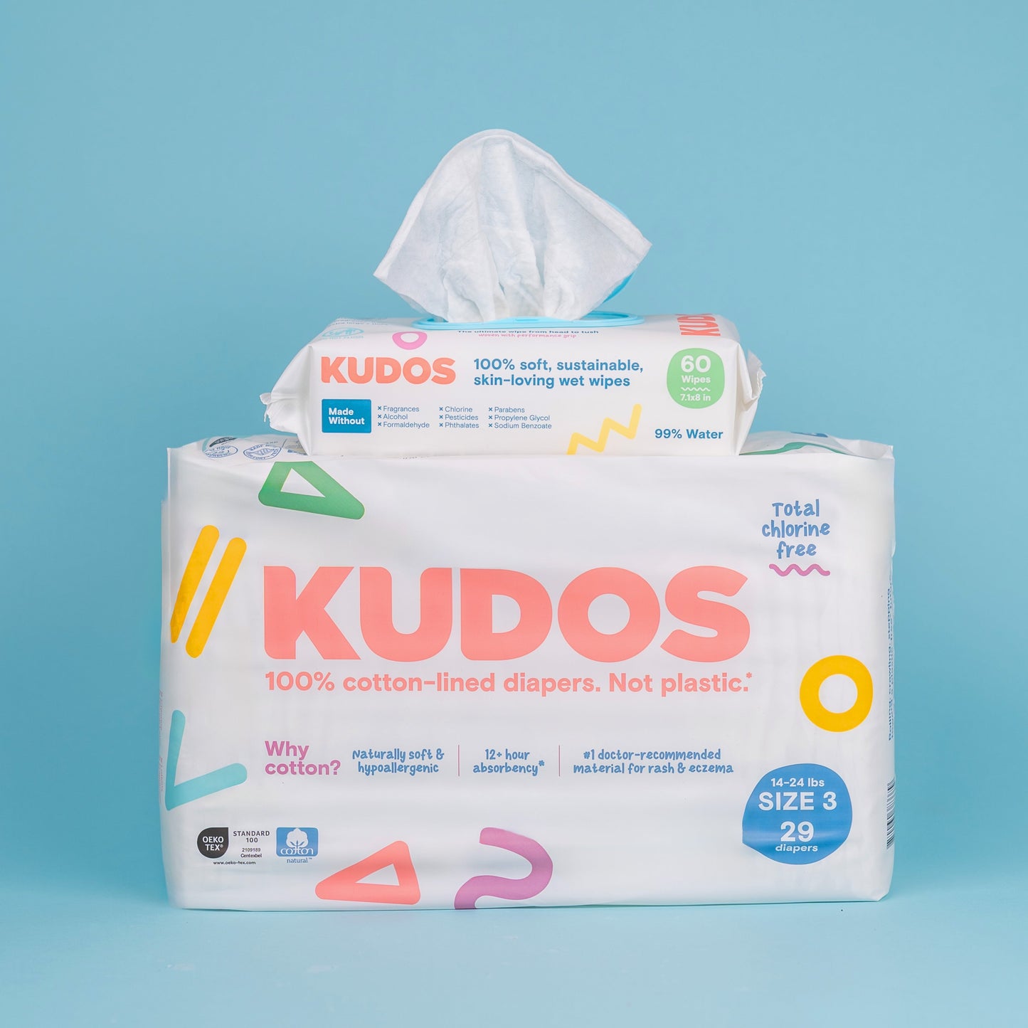 Kudos Hypoallergenic Baby Wipes | 4 packs of 60 Wipes Kudos