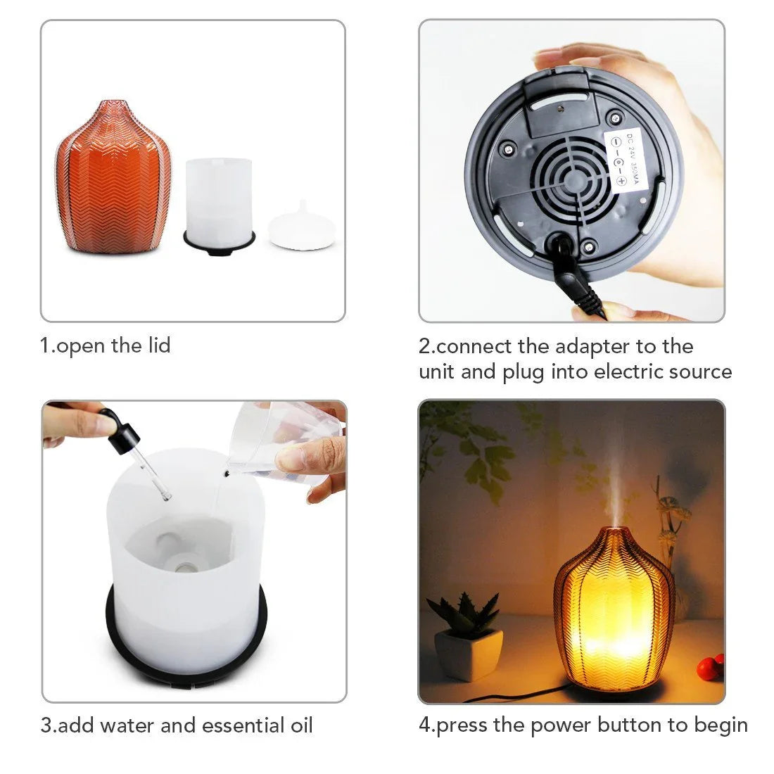 Dark Red Glass Ultrasonic Aroma diffusers - Leisure Life USA