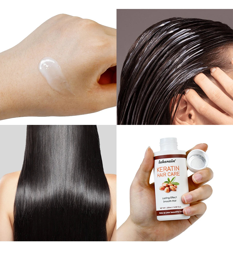 Keratin Hair Care Brazilian Straight Hair Long-Lasting Results Treatment Shiny Hair Keratin Repair 100Ml Anti-Frizz Straighter