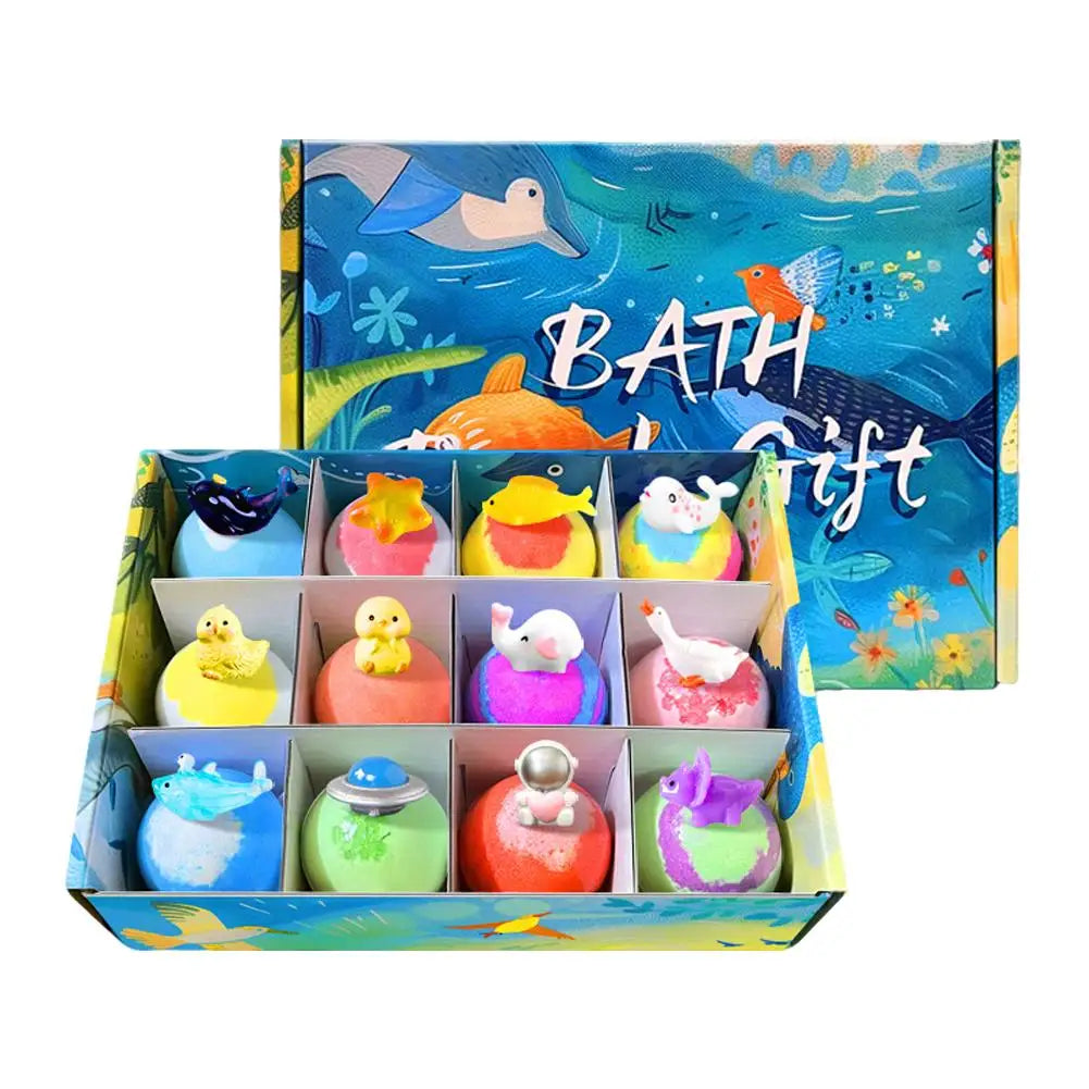 Bath Bombs with Hidden Toys Colorful Bubble Bath Salt Balls for Kids Surprise Birthday Gift Fun & Relaxing Bath Time