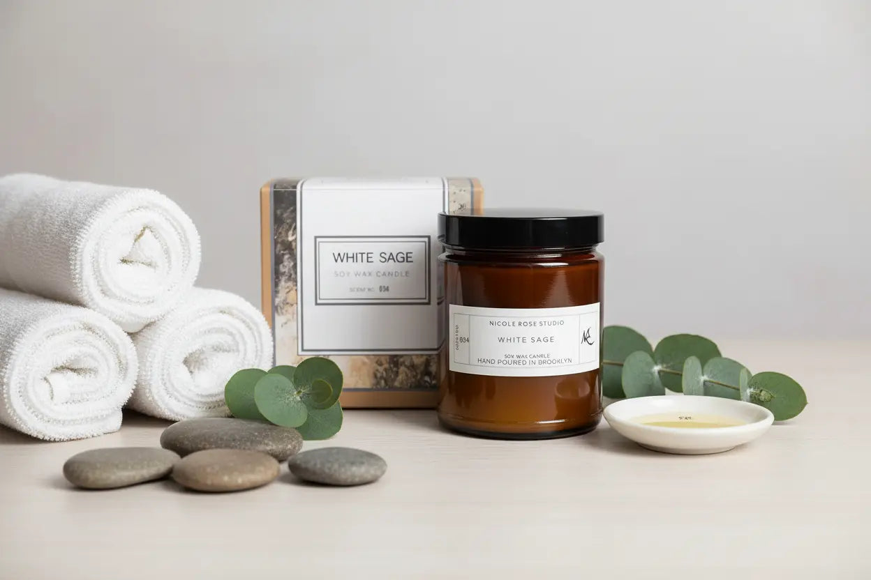 White Sage Soy Wax Candle | Cotton Wick Indigo Poseidon