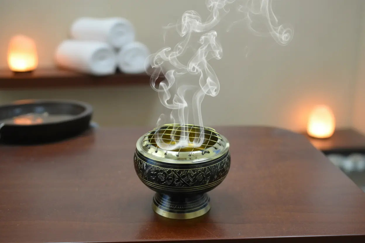 Handmade Brass Incense Burner Grey Aphrodite
