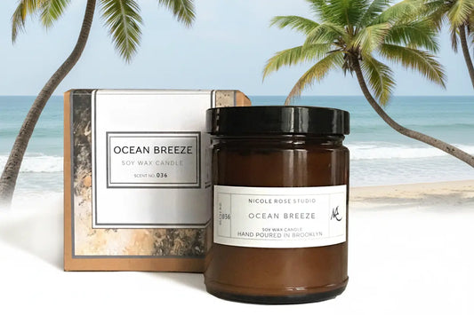 Ocean Breeze Scented Soy Wax Candle | Cotton Wick Indigo Poseidon
