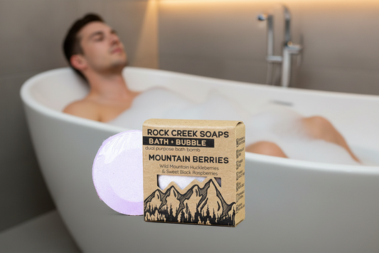 Rock Creek Huckleberry + Raspberry Bubbly Bath Bomb | Mountain Berries Rock Creek Soaps
