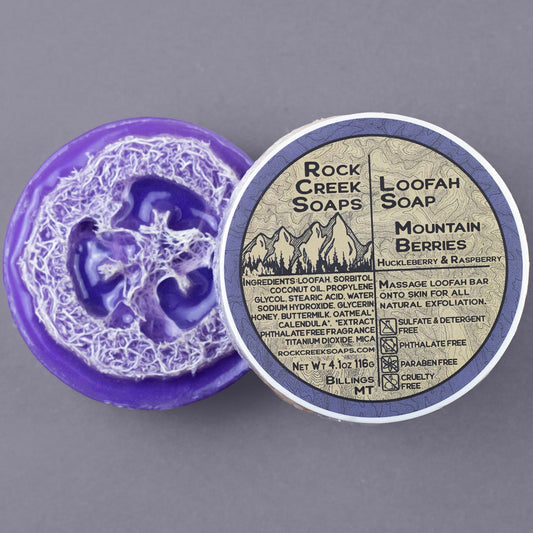 Rock Creek Huckleberry + Raspberry Loofah Soap | Mountain Berries Rock Creek Soaps