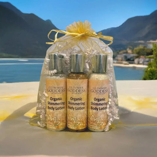 Glimmer Goddess Organic Shimmer Lotion Travel Size Gift Set - Leisure Life USA