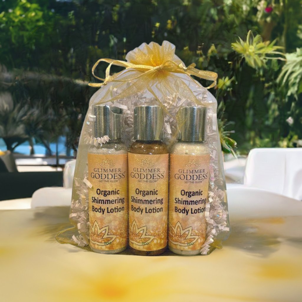 Glimmer Goddess Organic Shimmer Lotion Travel Size Gift Set - Leisure Life USA