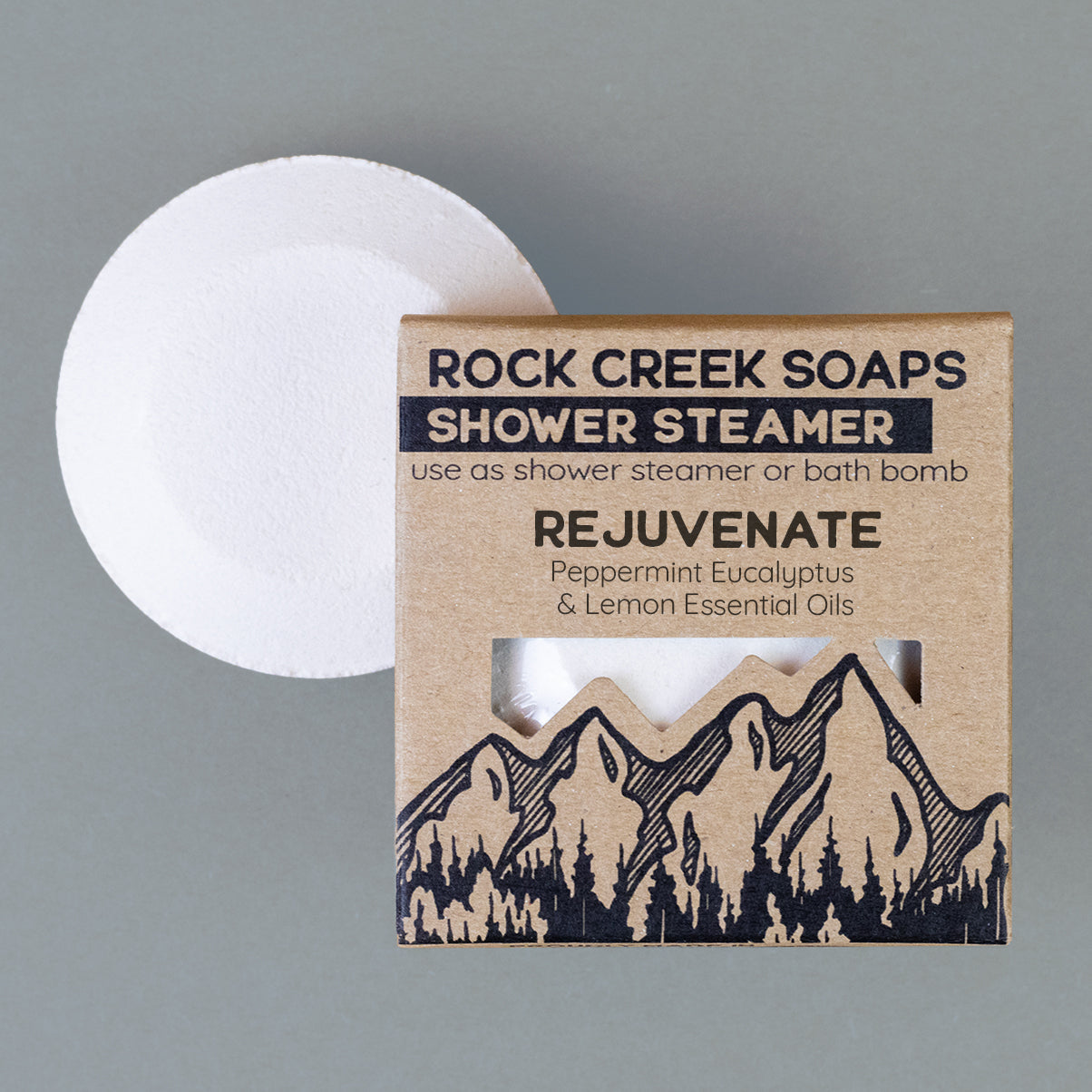 Rock Creek Peppermint + Eucalyptus Shower Steamer | Rejuvenate Rock Creek Soaps