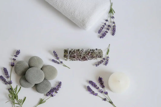 California White Sage + Lavender Flower Smudge Stick | 4" Sky Blue Poppy