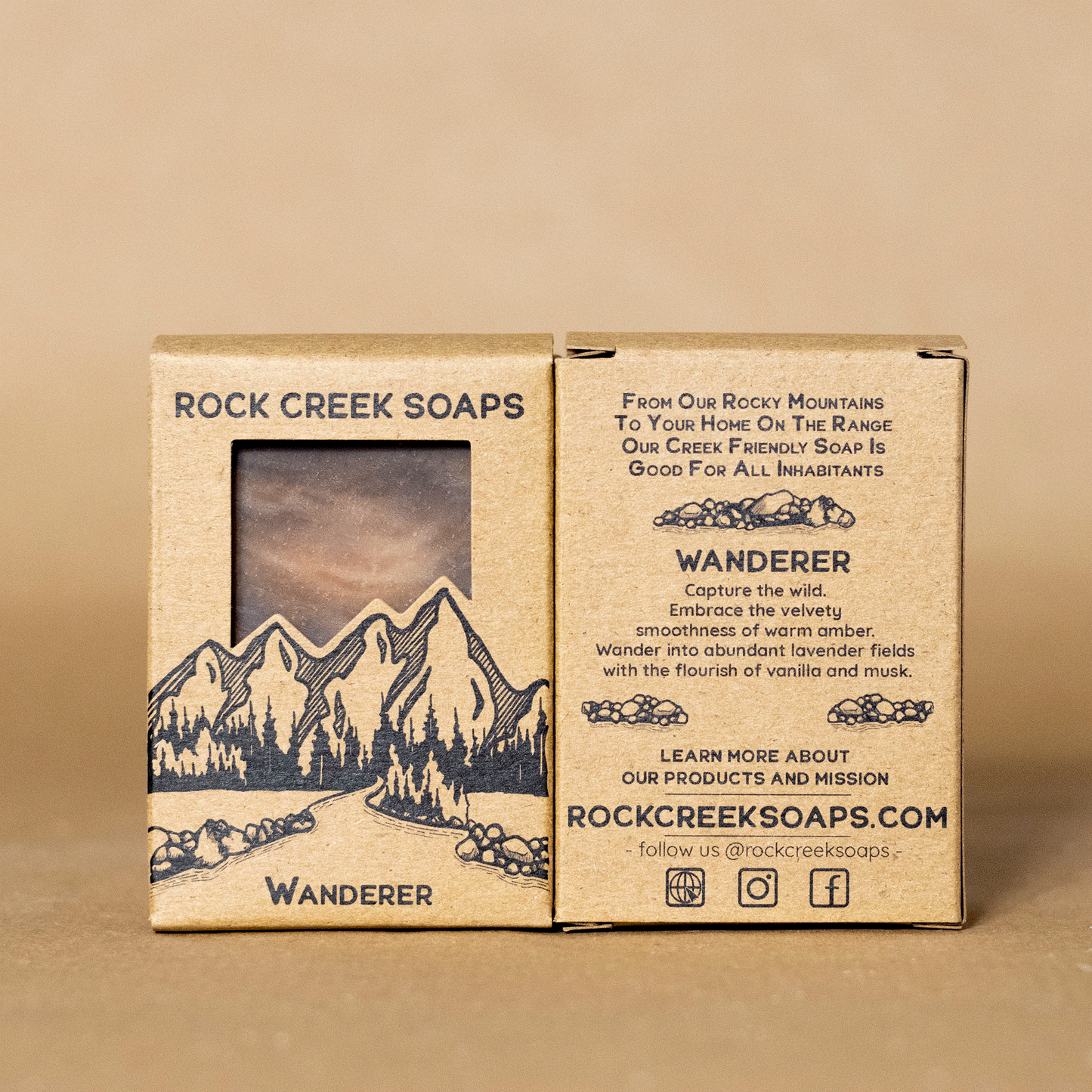 Rock Creek Black Amber + Lavender + Musk Soap Bar | Wanderer Rock Creek Soaps