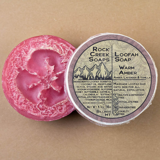 Rock Creek Black Amber + Lavender + Vanilla Loofah Soap | Warm Amber Rock Creek Soaps