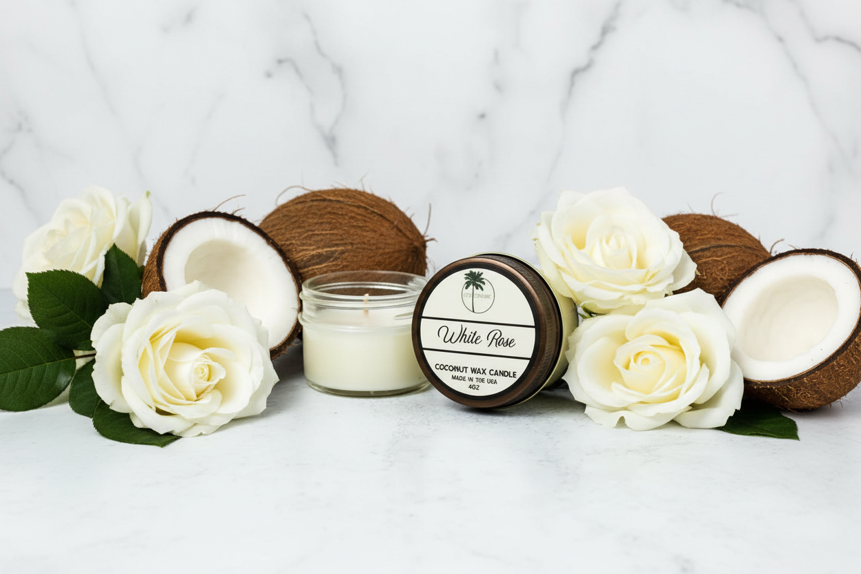 White Rose Scent Coconut Wax Candle