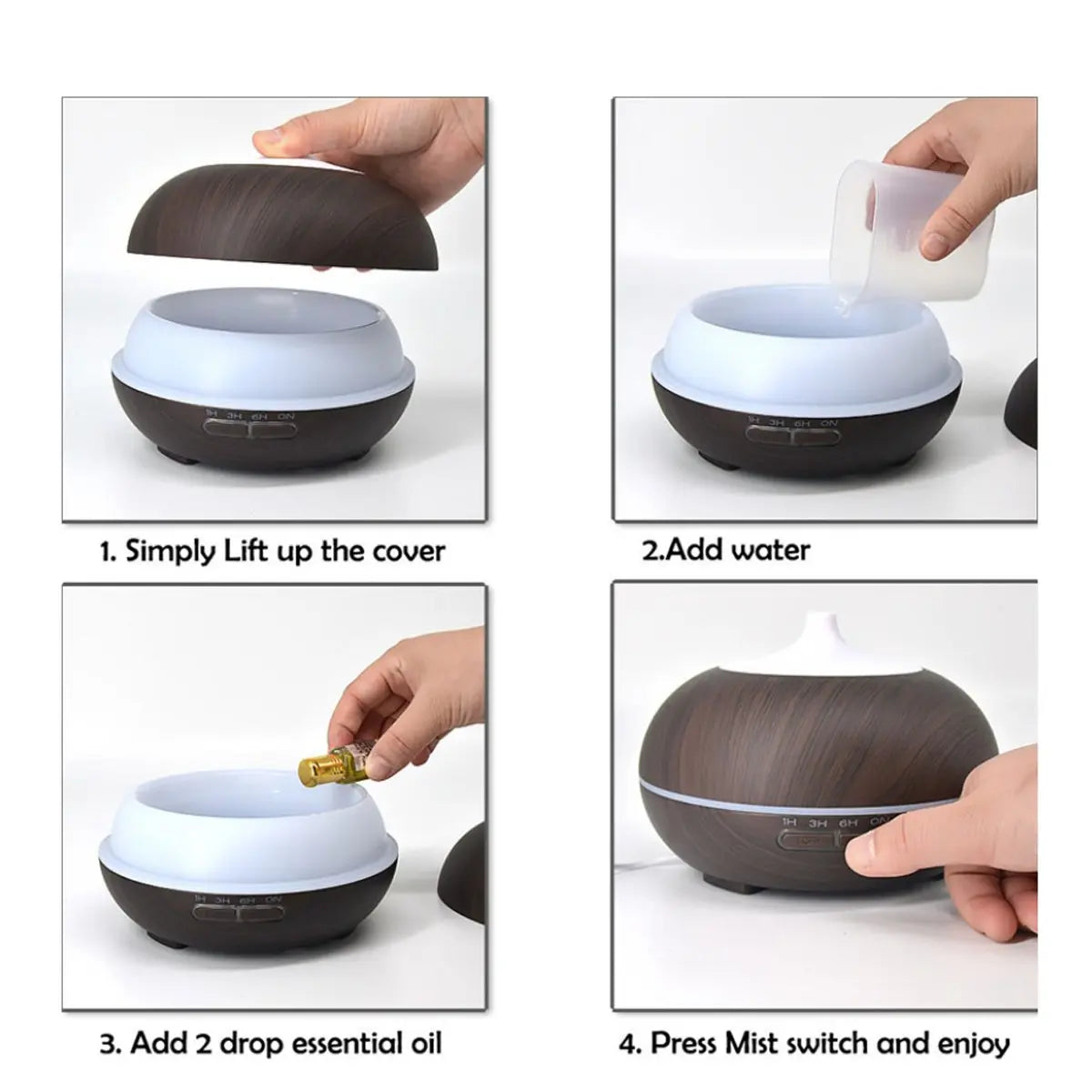 Mistyrious Essential Oil Humidifier Natural Oak Design With Easy - Leisure Life USA