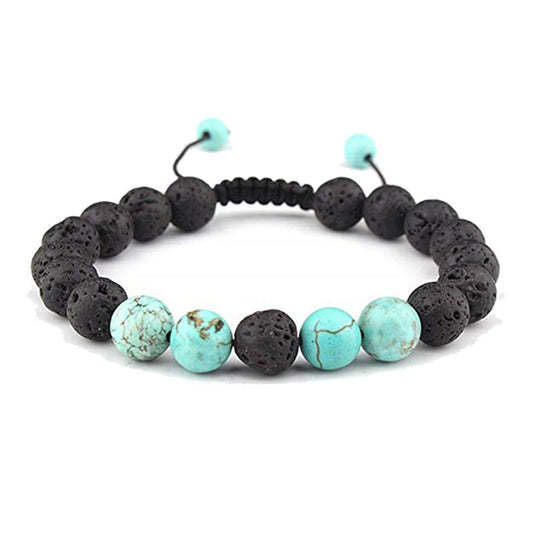 Fuze Adjustable Anxiety Diffusing Lava Stone Bracelet | Turquoise & Black - Leisure Life USA