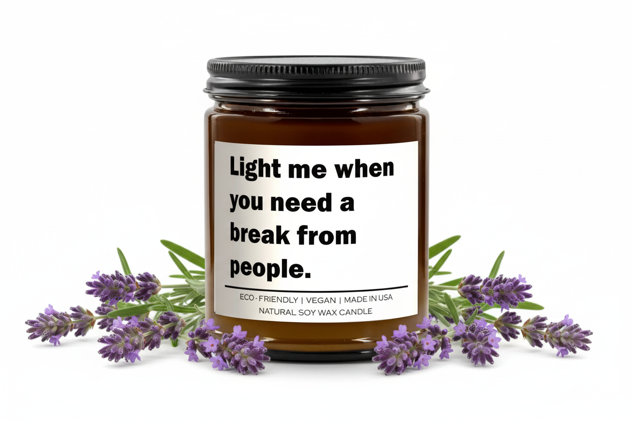 Soy Wax Candle "Light Me When You Need a Break from People"