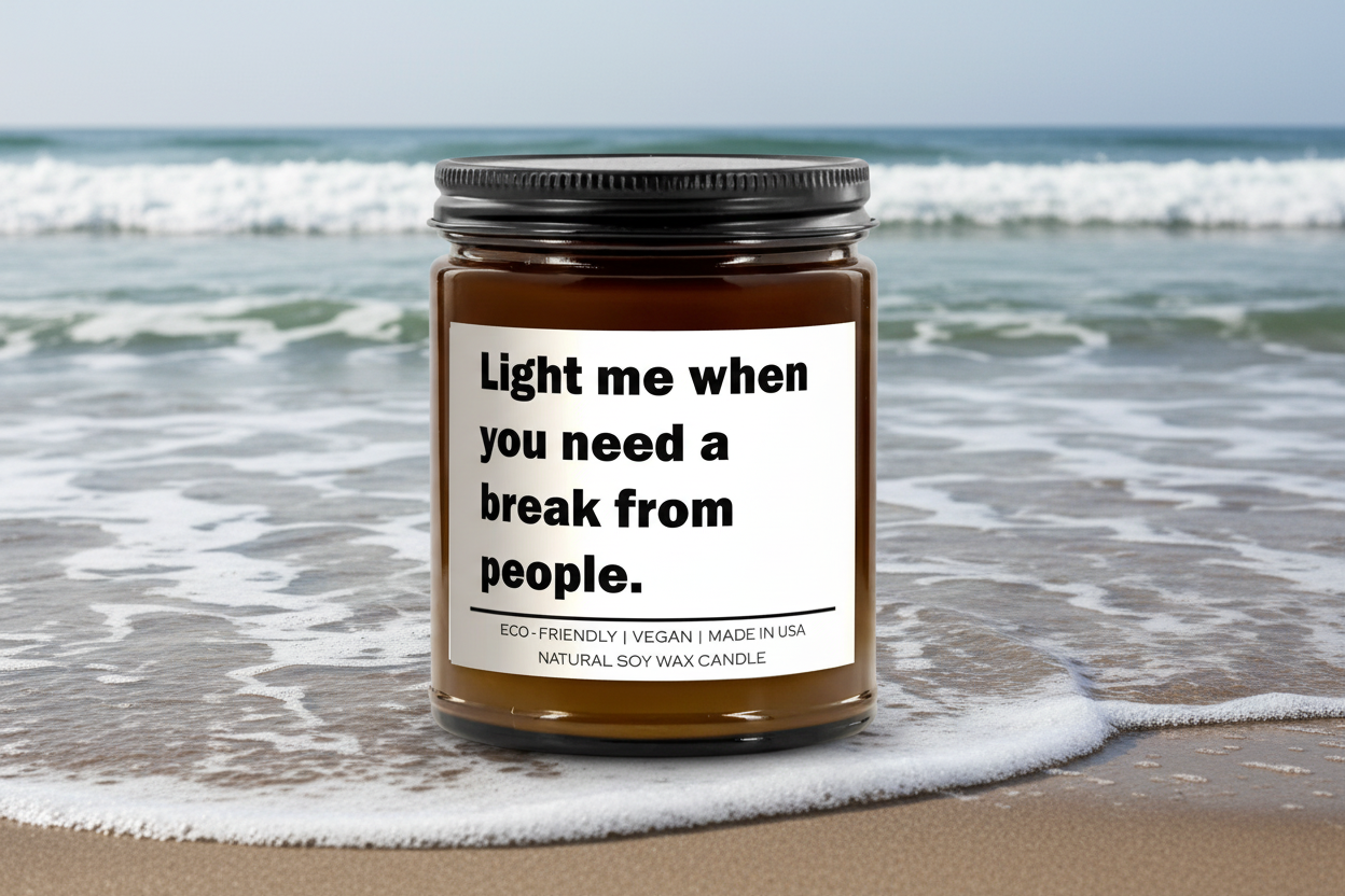 Soy Wax Candle "Light Me When You Need a Break from People"