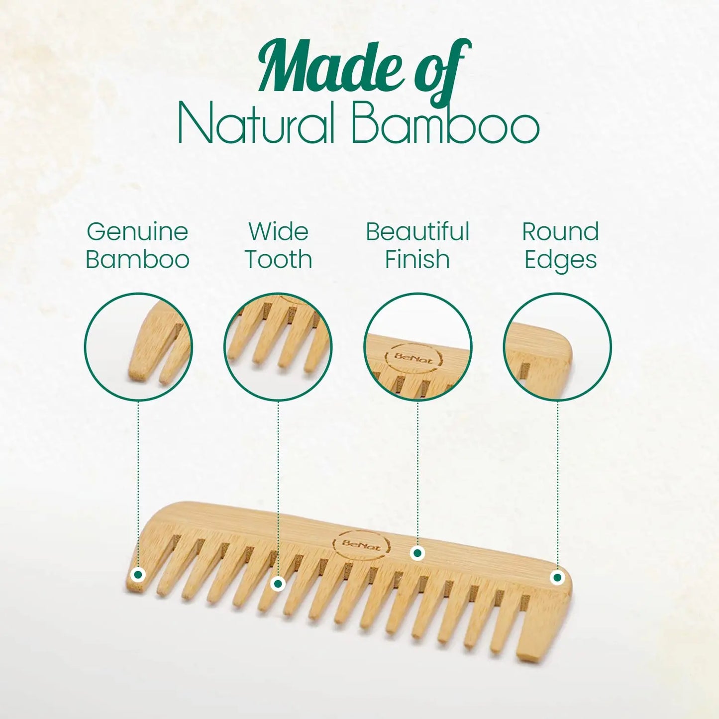 Natural Bamboo Hair Comb BeNat