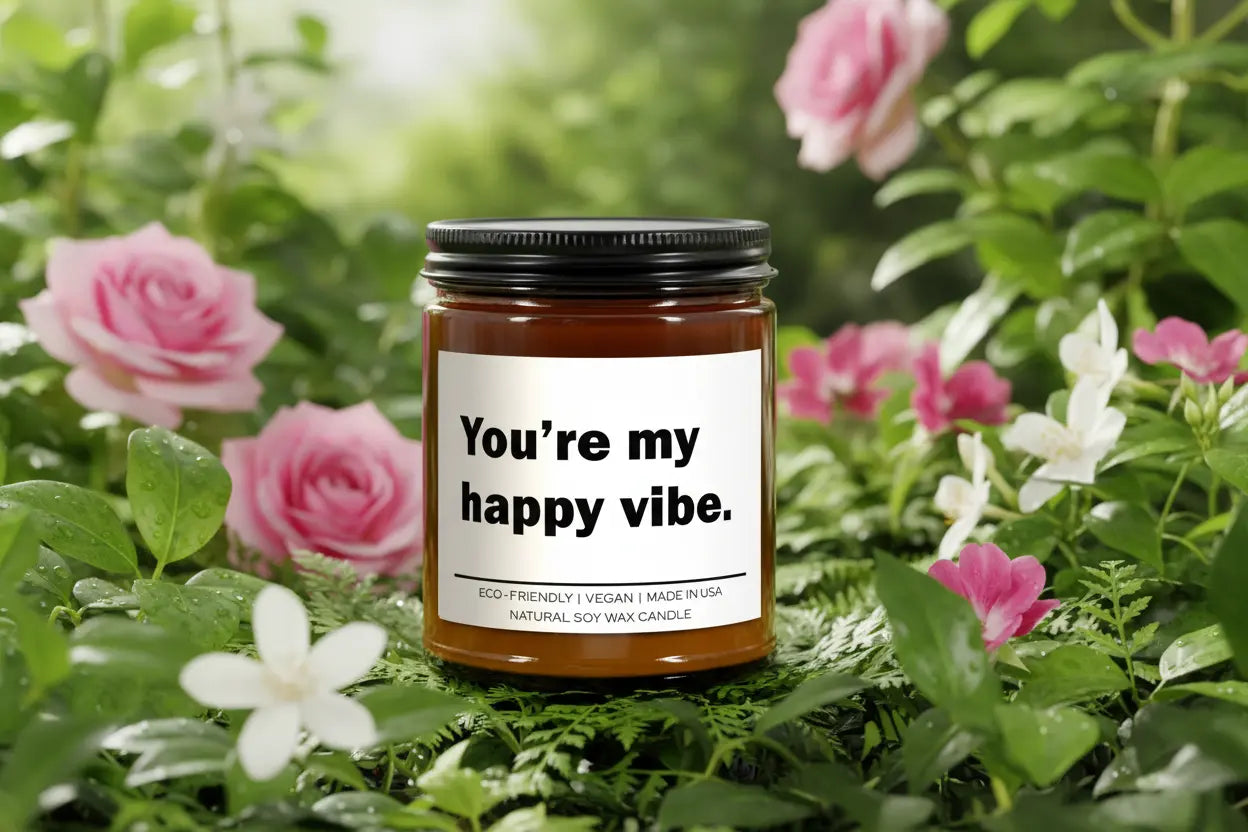 "You are my happy vibe" Soy Wax Candle | 50 Burn Hours Red Alcestis