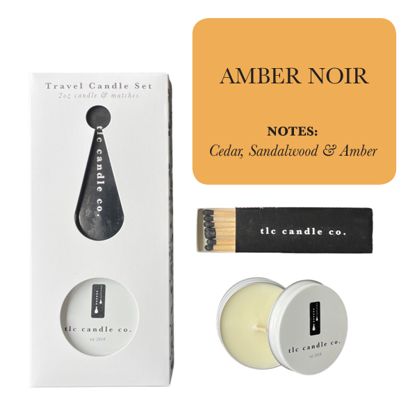 Travel Candle with Matches - Amber Noir - Leisure Life USA