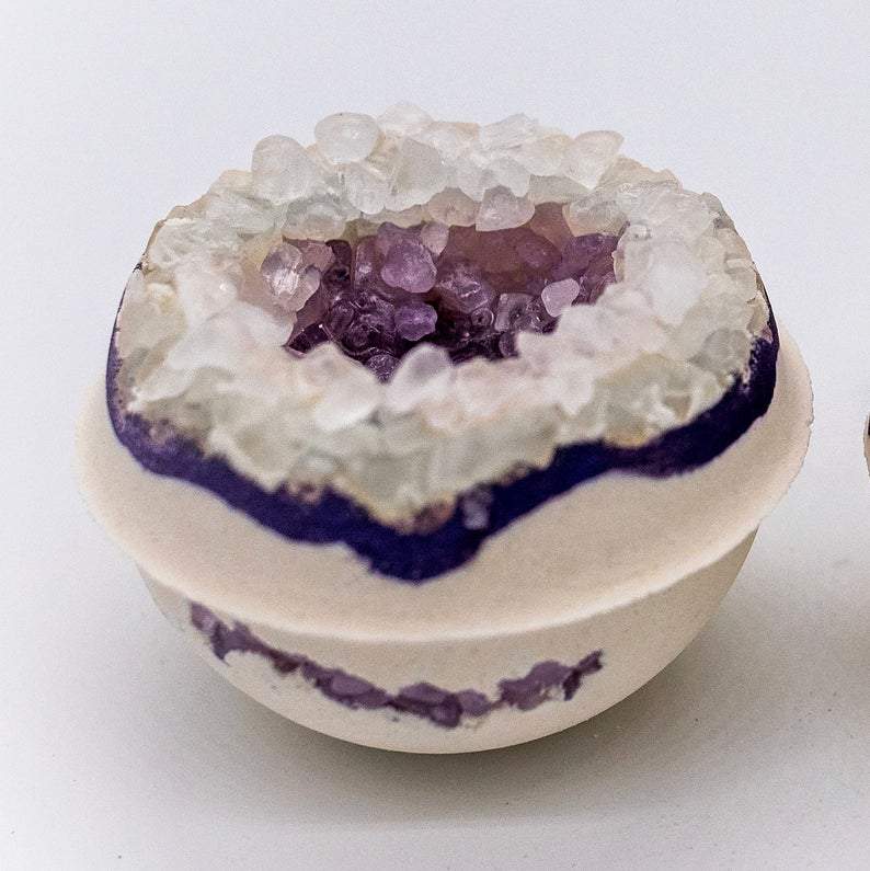 Artisan Amethyst Geode Bolivian Rose Salt Bath Bomb - Leisure Life USA