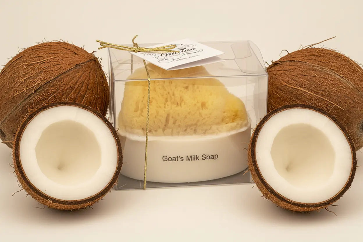 Goats Milk + Coconut Embedded Soap Bar Sea Sponge DC-The Grecian Soap Company