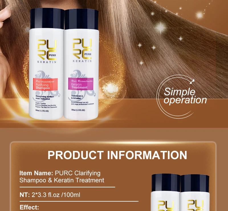 PURC Brazilian Keratin Purifying Shampoo + Conditioner Set