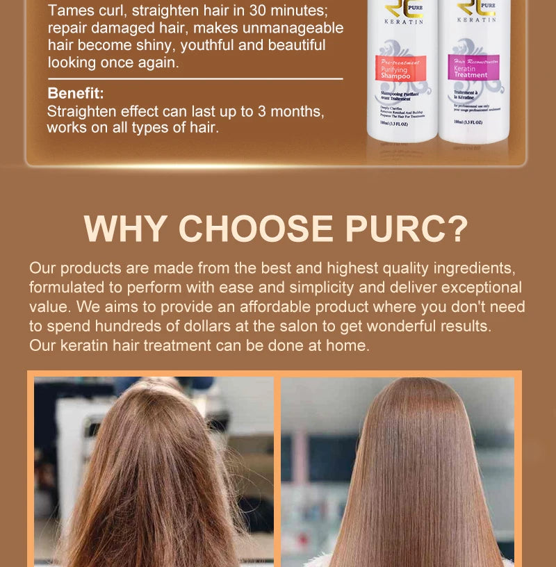 PURC Brazilian Keratin Purifying Shampoo + Conditioner Set