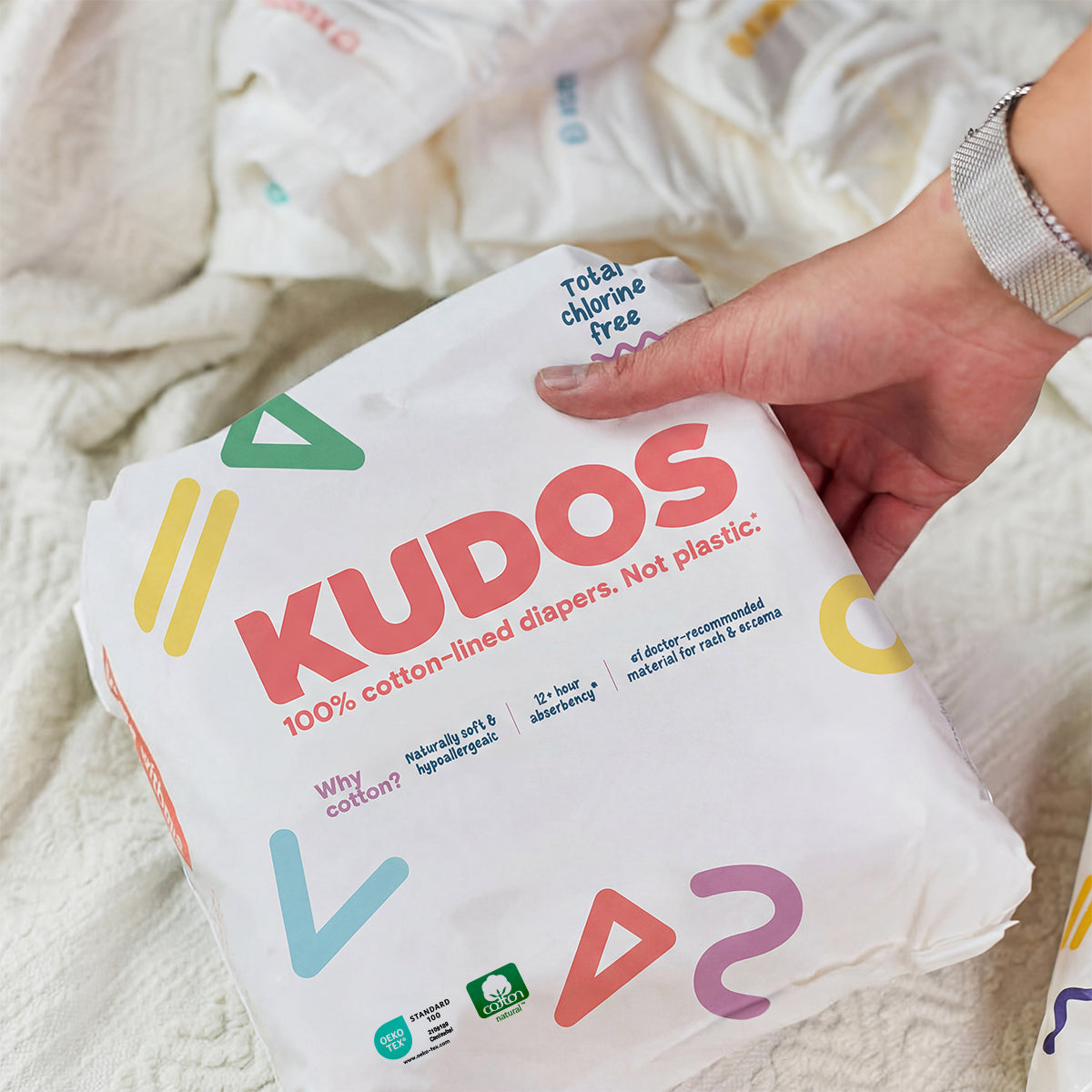 Kudos 100 DoubleDry™ Disposable Diaper Box | 100% Cotton Liner Kudos