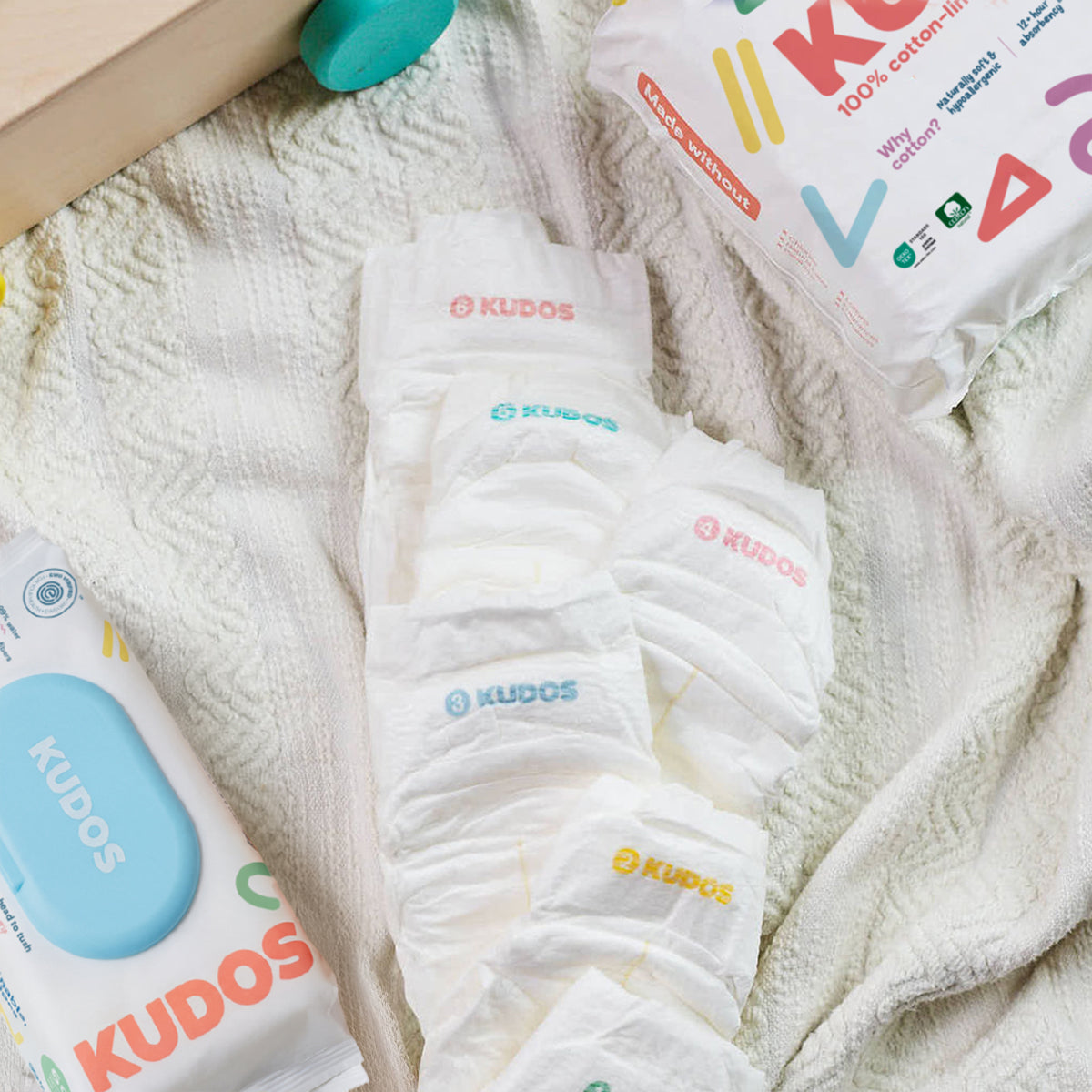 Kudos 100 DoubleDry™ Disposable Diaper Box | 100% Cotton Liner Kudos
