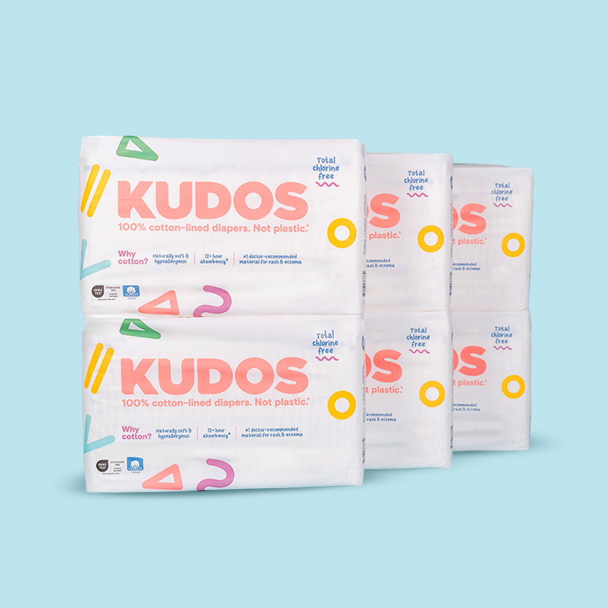 Kudos 100 DoubleDry™ Disposable Diaper Box | 100% Cotton Liner Kudos