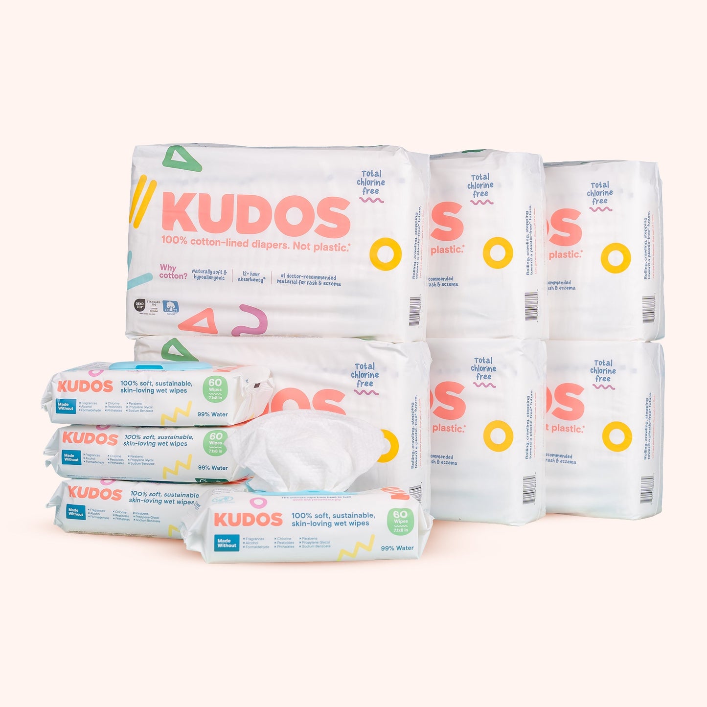 Kudos 100 DoubleDry™ Disposable Diaper Box | 100% Cotton Liner Kudos