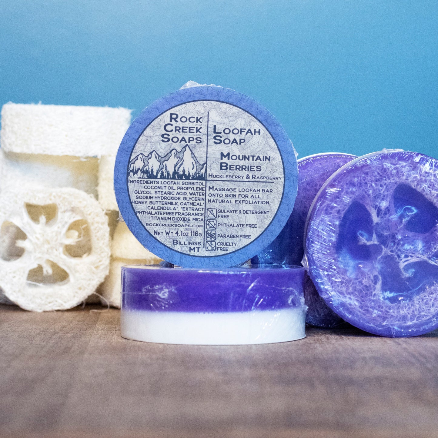 Rock Creek Huckleberry + Raspberry Loofah Soap | Mountain Berries Rock Creek Soaps