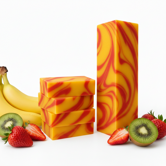 Fruity Banana Swirl Cold Process Soap Bar Leisure Life Organics