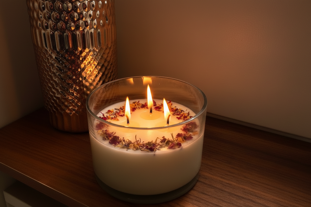 Palo Santo Budded 3-Wick Soy Wax Candle | Cotton Wicks