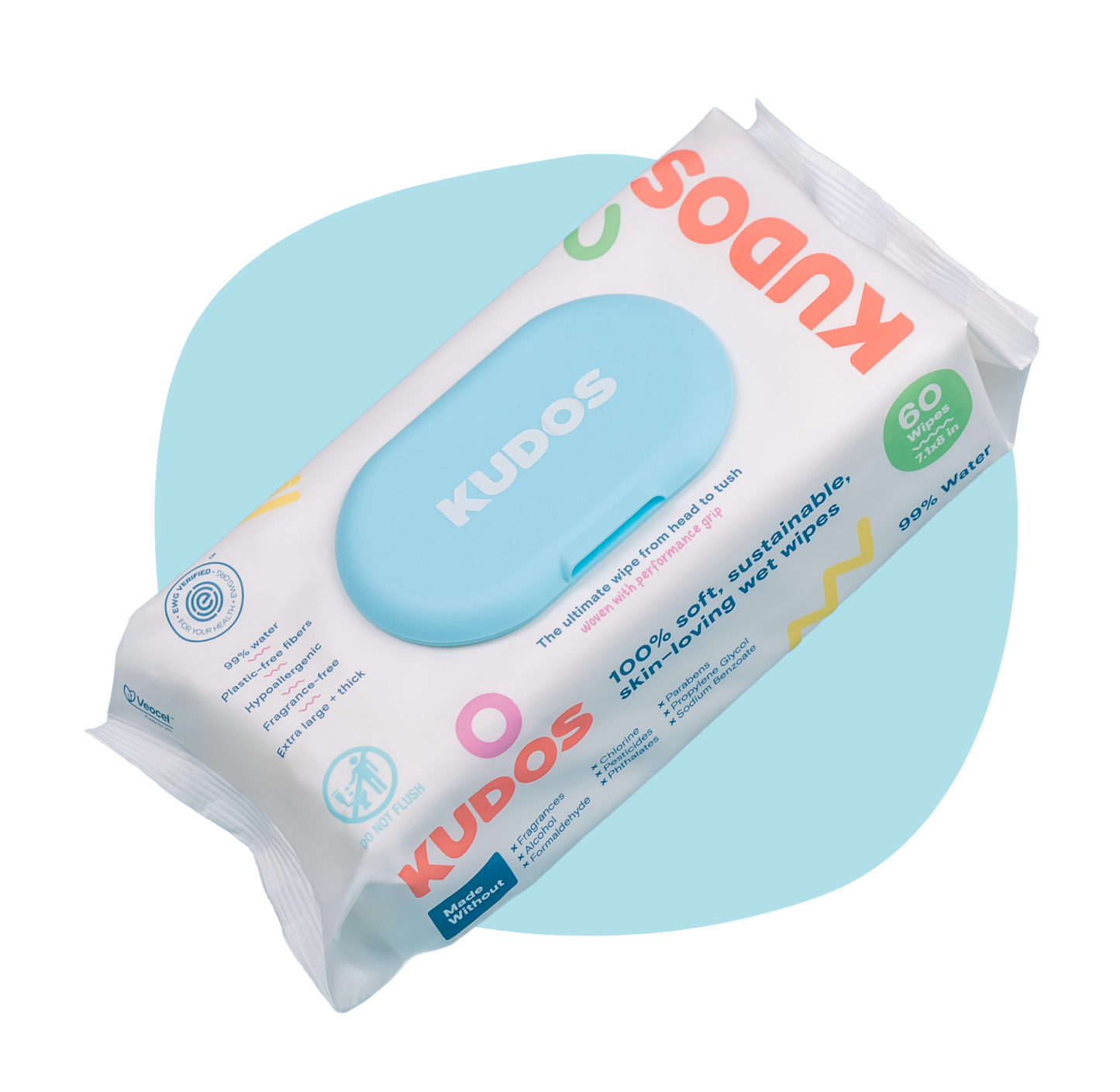 Kudos Hypoallergenic Baby Wipes | 4 packs of 60 Wipes
