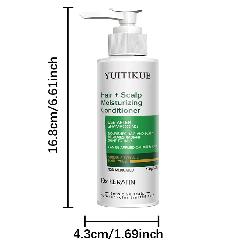 YUITIKUE 10x Keratin Conditioner | Sensitive Scalp Friendly, Repairs Dry Damaged Hair, Shiny Finish 150g