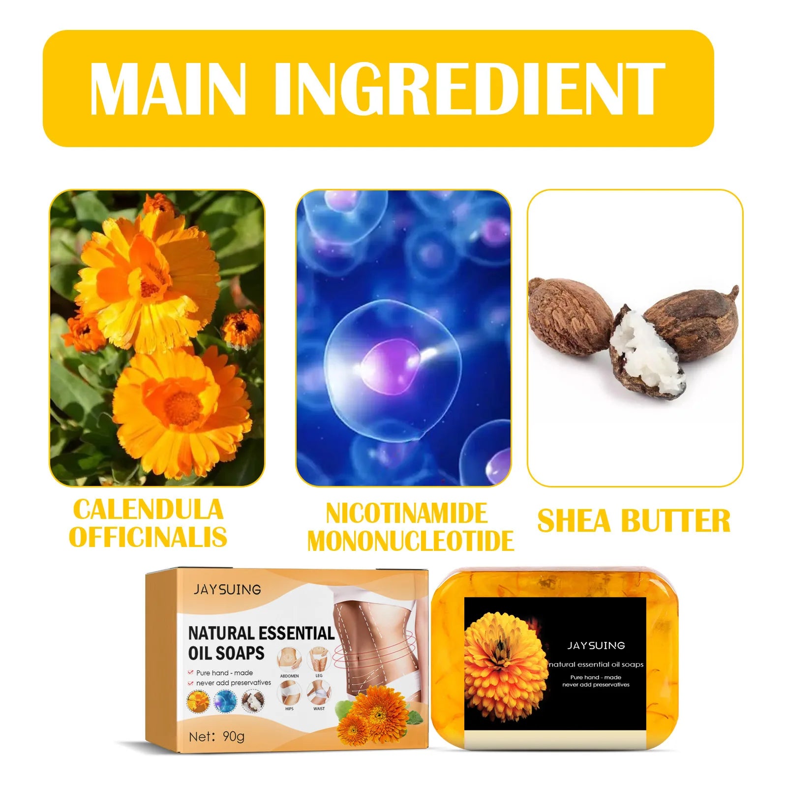 Calendula soap - Natural and Organic Anti Cellulite Slimming soap Fat Burning Massage Weight Loss Refreshing all over the body