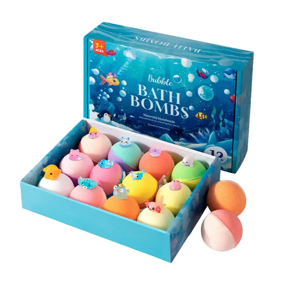 Bath Bombs with Hidden Toys Colorful Bubble Bath Salt Balls for Kids Surprise Birthday Gift Fun & Relaxing Bath Time