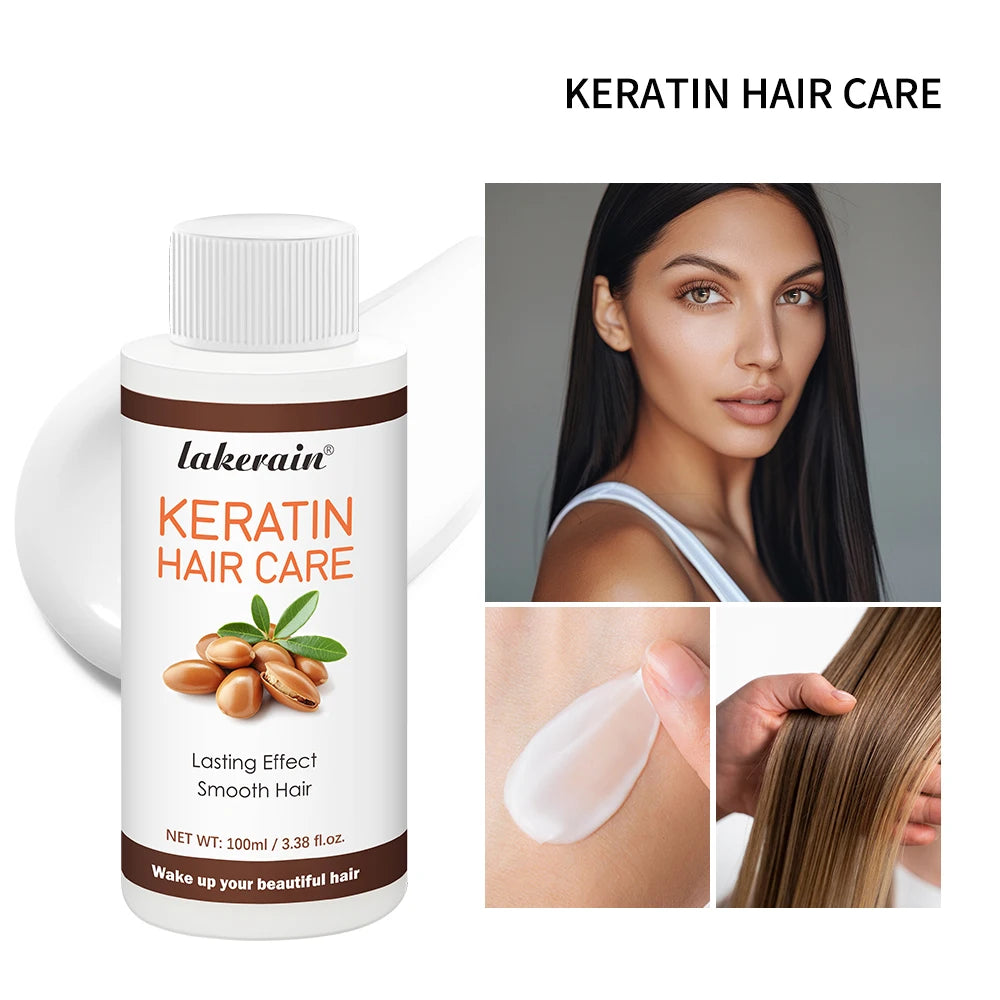 Keratin Hair Care Brazilian Straight Hair Long-Lasting Results Treatment Shiny Hair Keratin Repair 100Ml Anti-Frizz Straighter