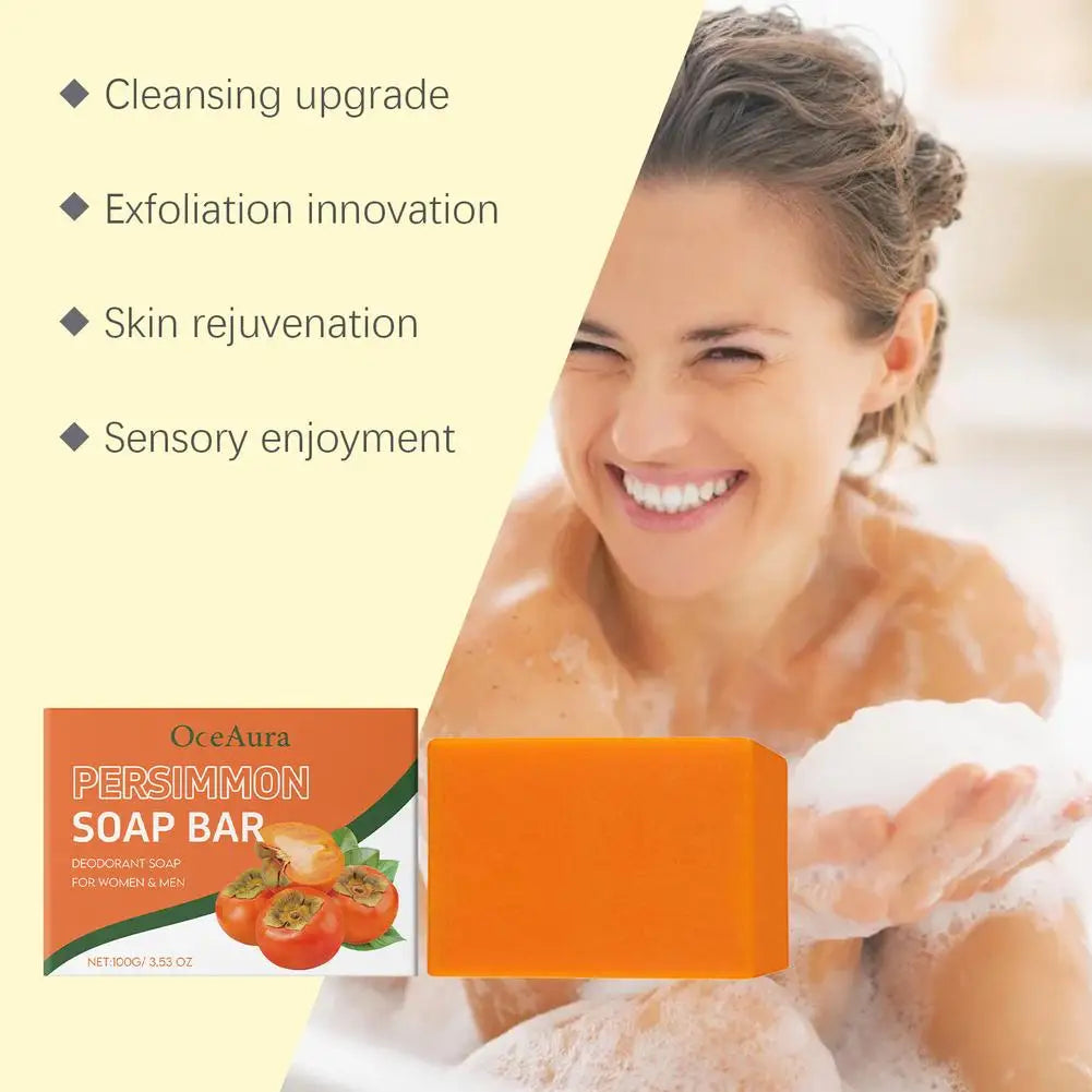 100g Gentle Body Soap Bar for Long-Lasting Freshness Daily Cleansing Natural Persimmon Soap for Effective Odor Control Skin Care