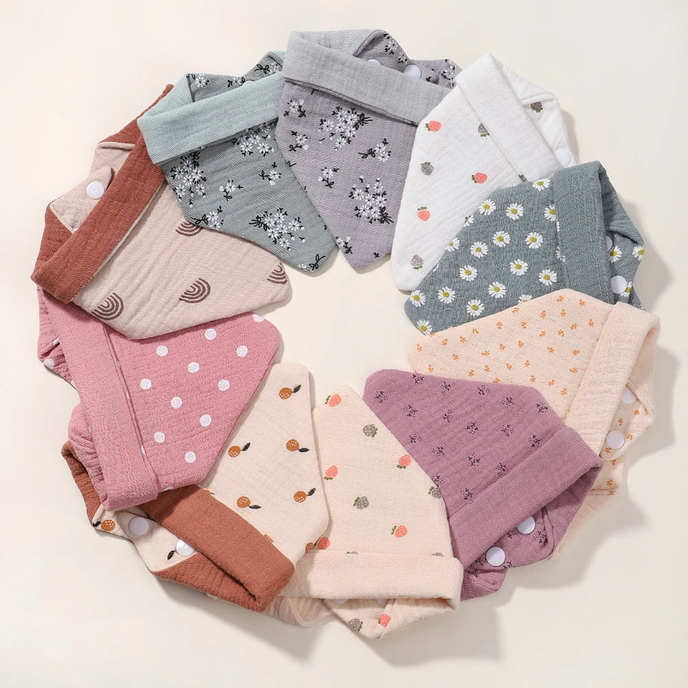 1PC Muslin Baby Bibs Organic Cotton 6-Layer Soft Absorbent Drool Bandana Baby Bibs for Drooling and Teething for Boys and Girls
