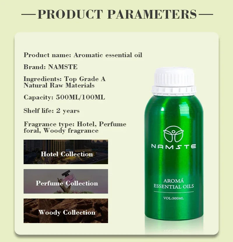 NAMSTE 500ml Aromatic Essential Oils Pure Natural for Diffuser humidifier Aromatherapy Jasmine Lavender Aroma Oil Perfume Spray