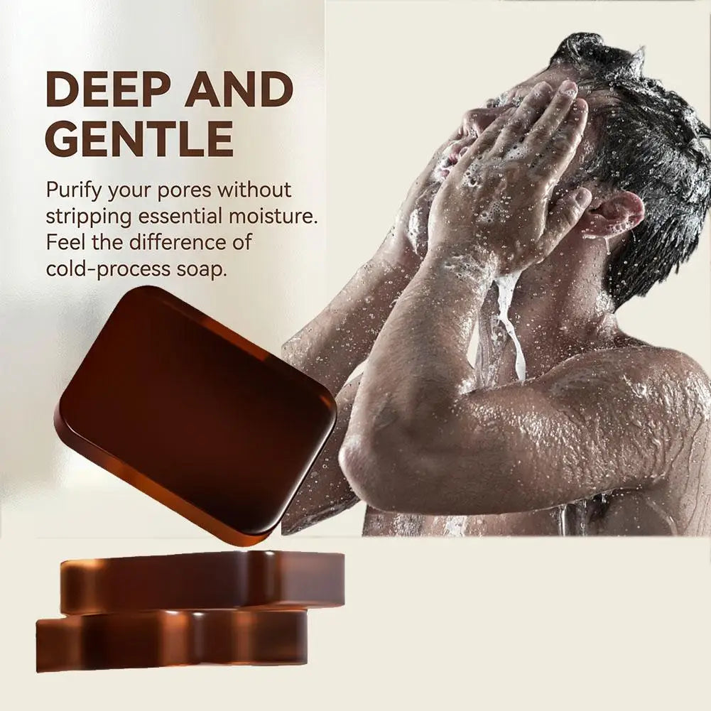 1/3/5pcs Men's Sandalwood Handmade Soap, three-in-one, Moisturizing Cleansing Soap cleanses face, hair, bathes the whole body