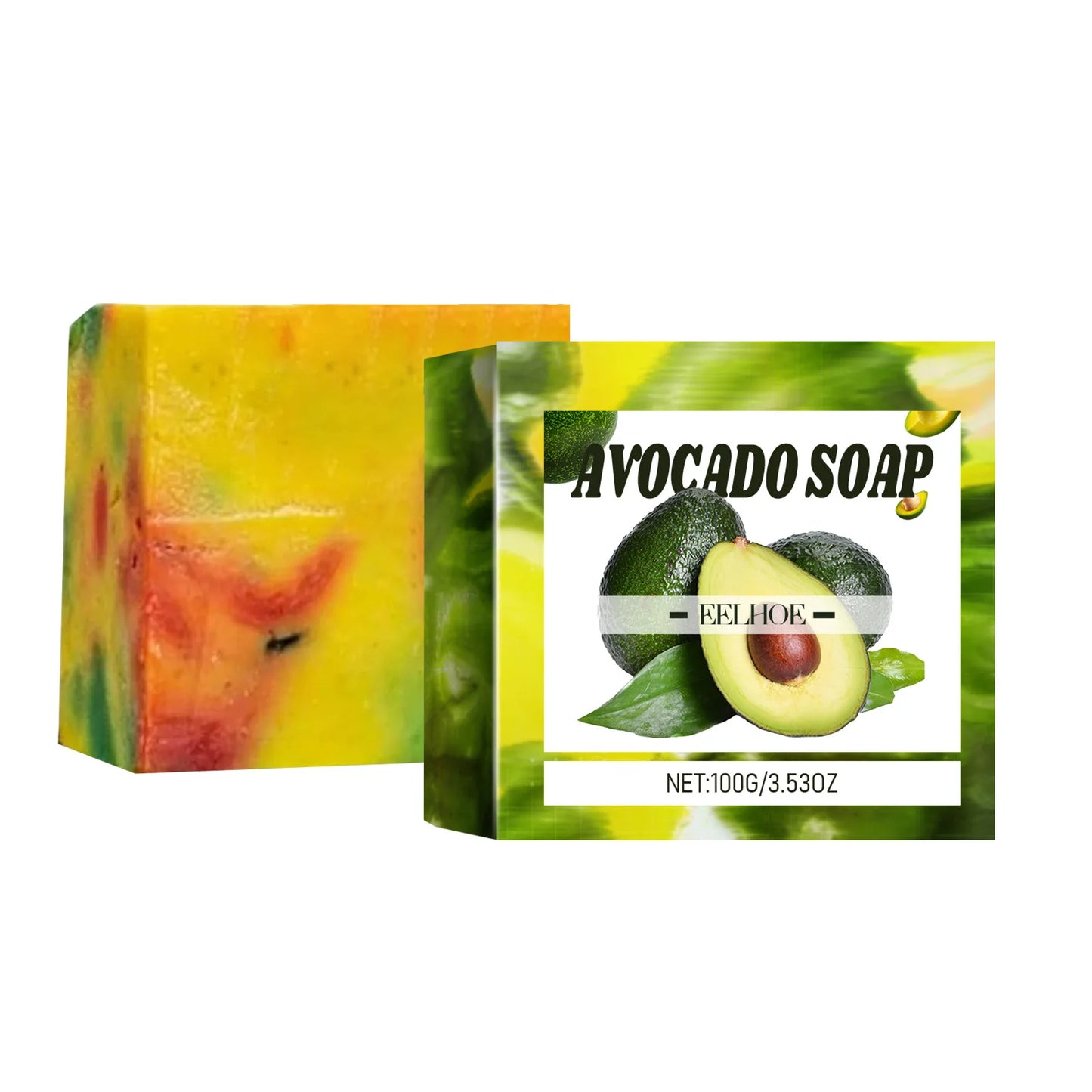 EELHOE Elastic Skin Lightening Soap Avocado Oil Control Rich Foam Professional Skin Cleansing Smooth Brightening Body Soap 100g