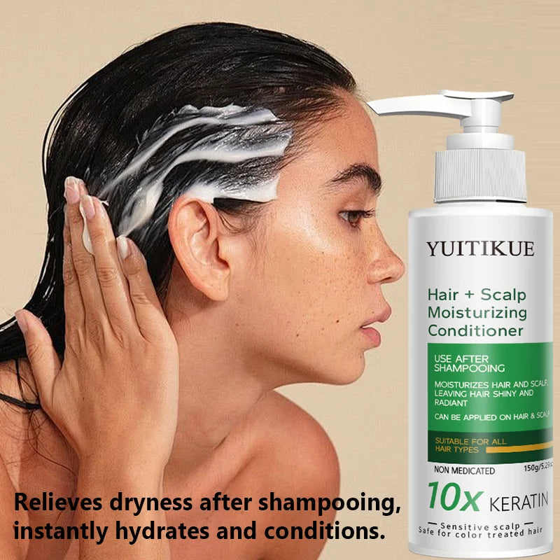 YUITIKUE 10x Keratin Conditioner | Sensitive Scalp Friendly, Repairs Dry Damaged Hair, Shiny Finish 150g