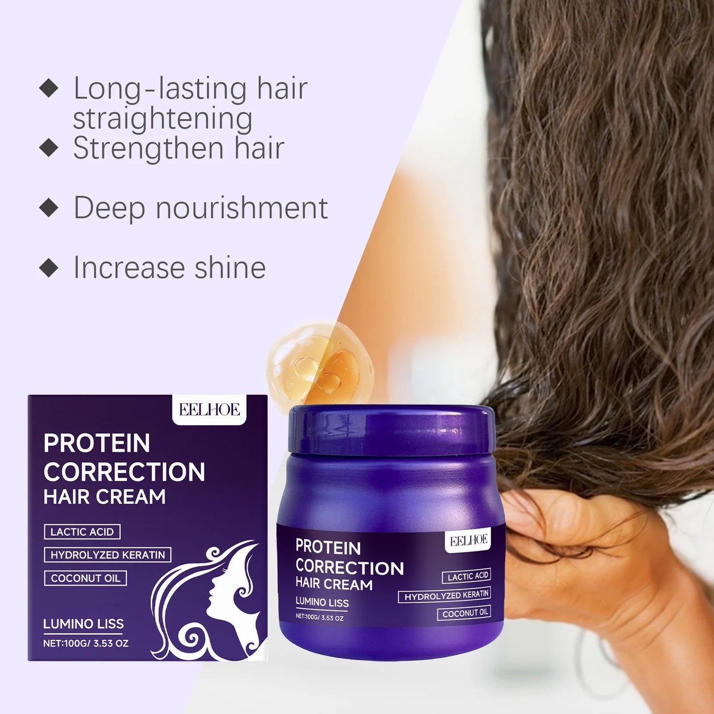 Keratin Protein Straightening Hair Mask Deep Repair for Dry Damaged Frizzy Hair Restore Softness Gloss Nourishing Hair Treatment