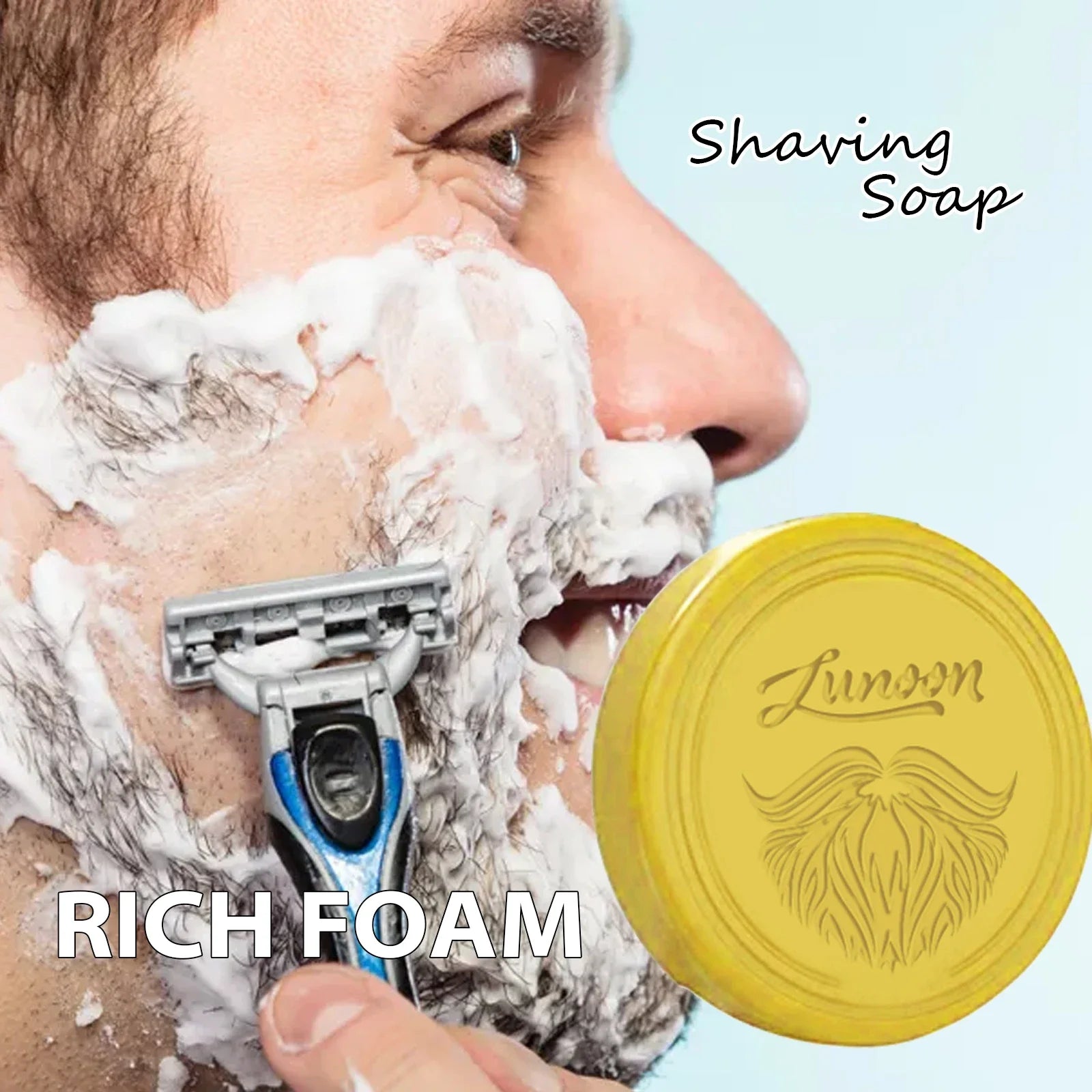 Sandalwood Men’s Shaving Soap Set 4pcs - Rich Foaming, Gentle Deep Clean, Softening & Refreshing Handmade Beard Care Soap 80g*4.
